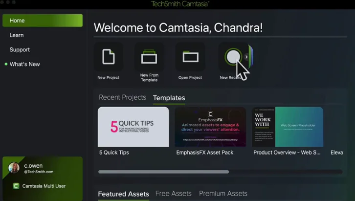 Registrare lo schermo con Camtasia