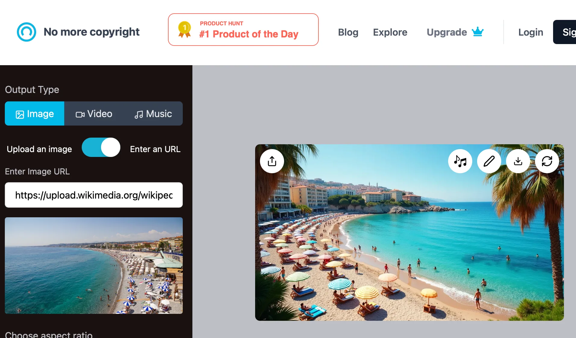 No More Copyright, test di conversione immagine, screenshot