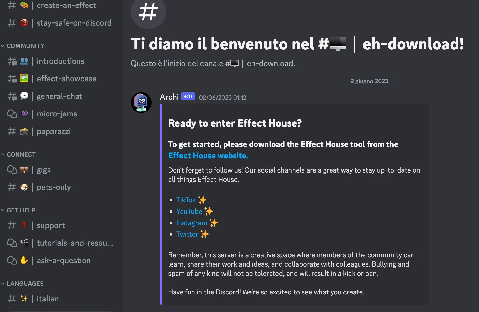 Community italiana su discord