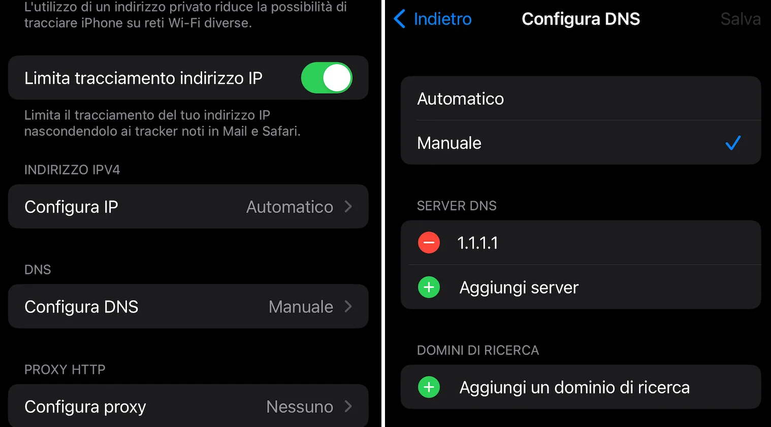 Cambiare DNS su iOS, iPhone/iPad