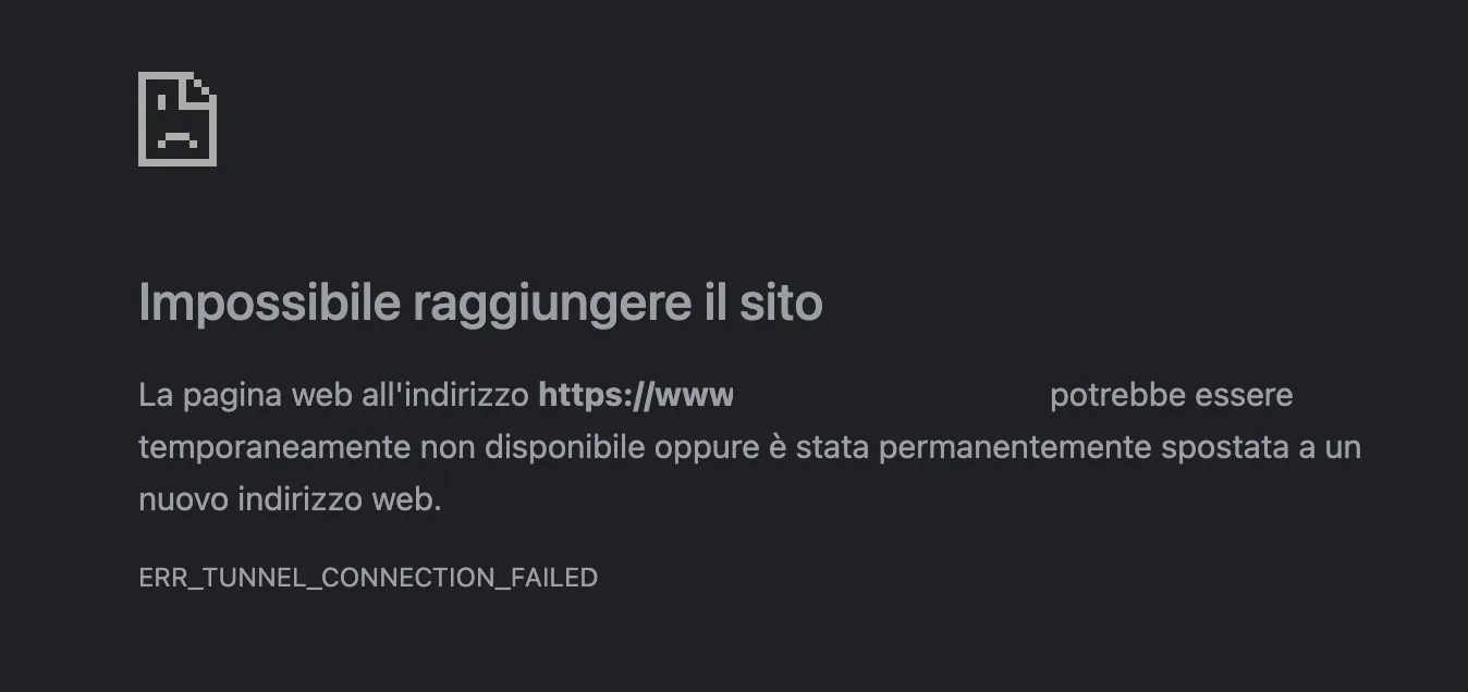 Risolvere l'Errore ERR_TUNNEL_CONNECTION_FAILED Chrome